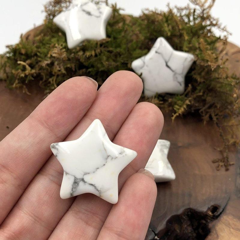 Natural White Howlite Star Pendant || Awareness, Stress, Calmness || Canada