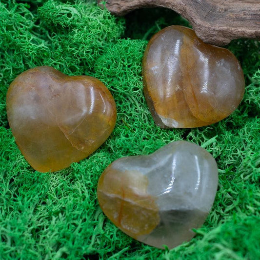 Natural Yellow Hematoid Quartz Hearts || High Vibrations, Cleansing || Madagascar-Nature's Treasures