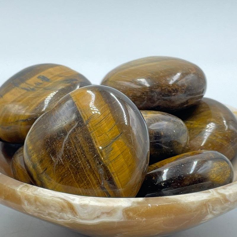 Natural Yellow Tiger's Eye Pocket Hearts || Mental Clarity, Protection || South Africa-Nature's Treasures