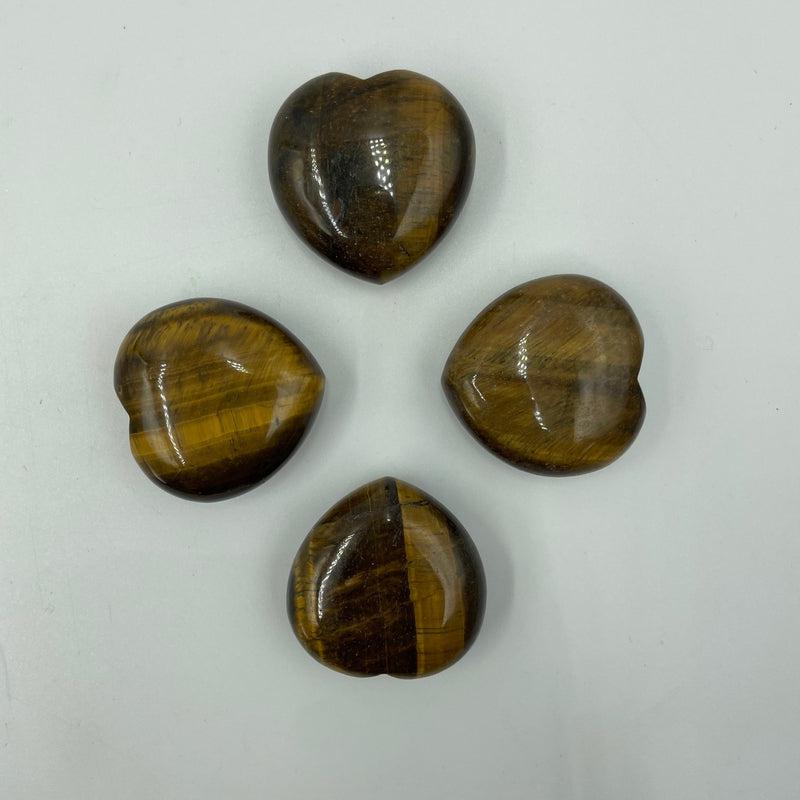Natural Yellow Tiger's Eye Pocket Hearts || Mental Clarity, Protection || South Africa-Nature's Treasures