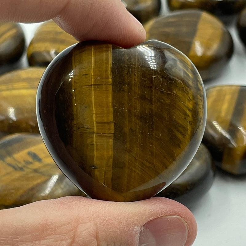 Natural Yellow Tiger's Eye Pocket Hearts || Mental Clarity, Protection || South Africa-Nature's Treasures