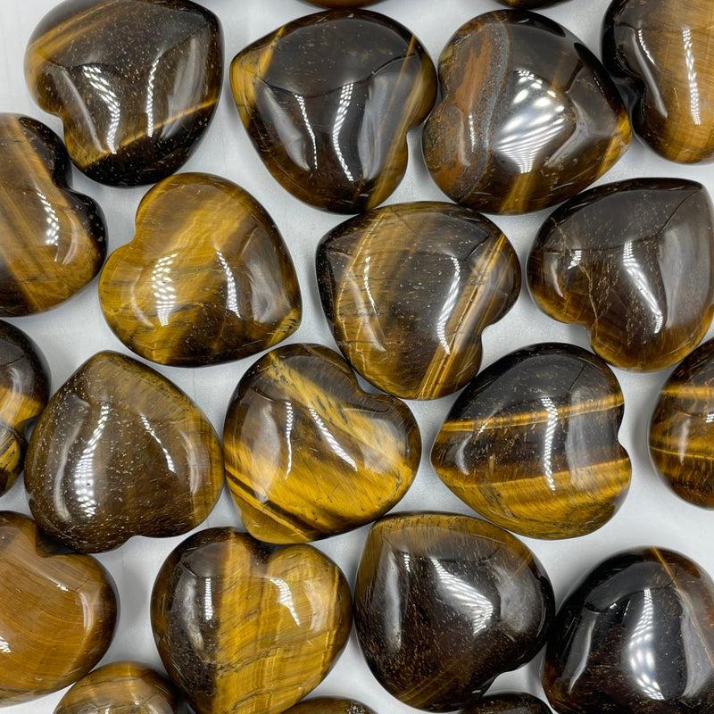 Natural Yellow Tiger's Eye Pocket Hearts || Mental Clarity, Protection || South Africa-Nature's Treasures