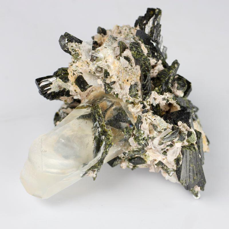Naturally Formed Epidote In Quartz Cluster-Nature's Treasures