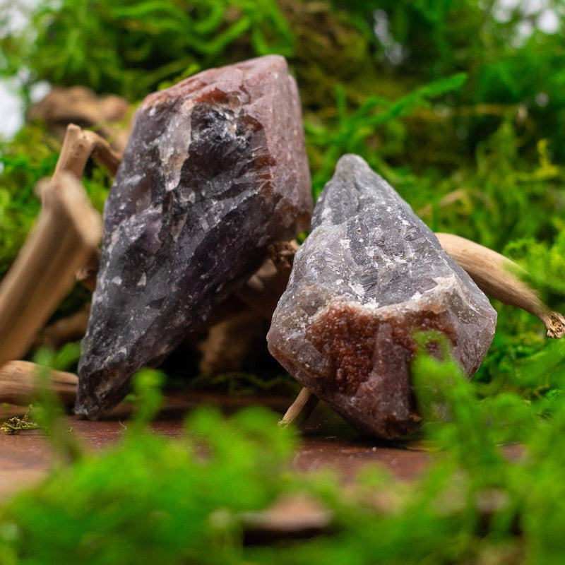 Naturally Formed Red Capped Amethyst Raw Point || Protection, Psychic Enhancement, Grounding-Nature's Treasures