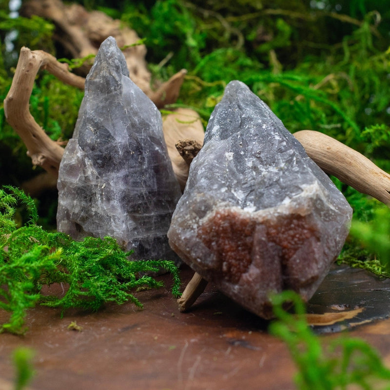 Naturally Formed Red Capped Amethyst Raw Point || Protection, Psychic Enhancement, Grounding-Nature's Treasures