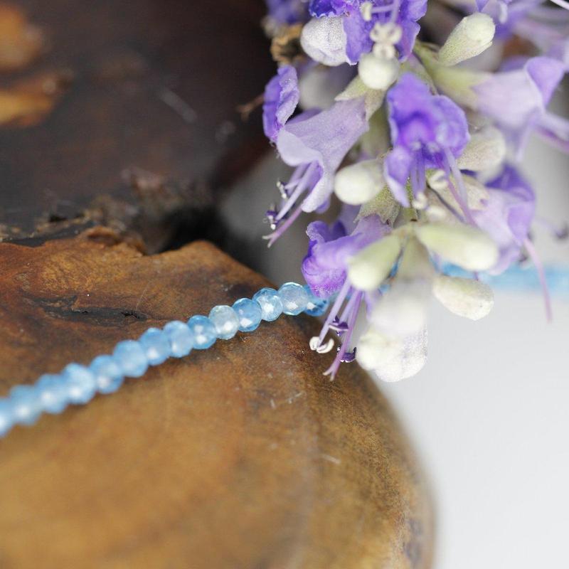 Neon Apatite Dainty Faceted Necklace 2MM || .925 Sterling Silver-Nature's Treasures