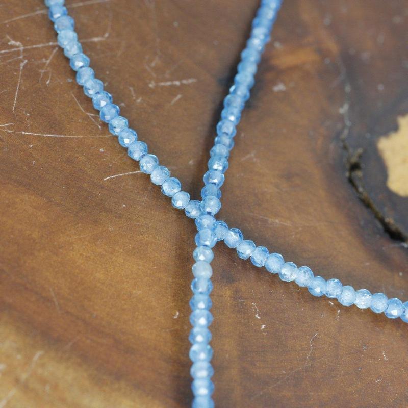 Neon Apatite Dainty Faceted Necklace 2MM || .925 Sterling Silver-Nature's Treasures