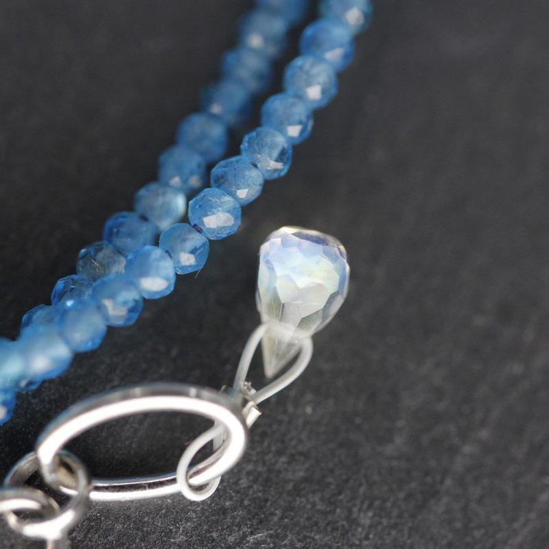 Neon Apatite Dainty Faceted Necklace 2MM || .925 Sterling Silver-Nature's Treasures