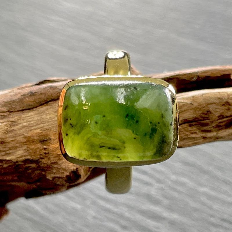 Nephrite Jade Ring ||14K Vermeil Yellow Gold || Canada-Nature's Treasures