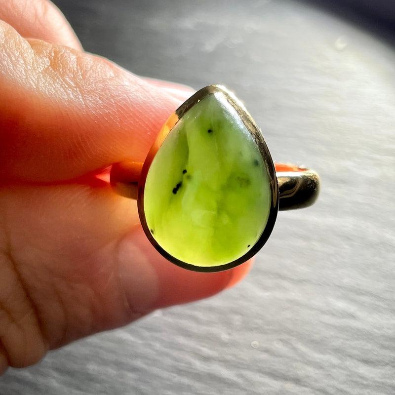 Nephrite Jade Ring ||14K Vermeil Yellow Gold || Canada-Nature's Treasures