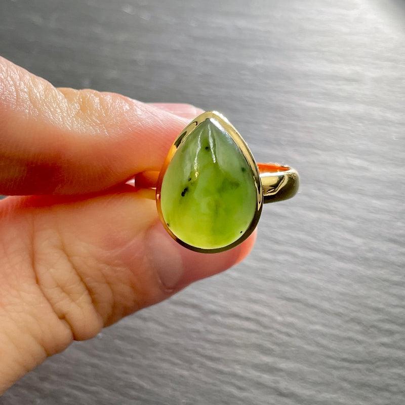 Nephrite Jade Ring ||14K Vermeil Yellow Gold || Canada-Nature's Treasures