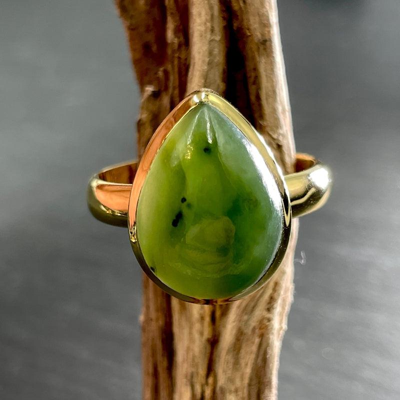 Nephrite Jade Ring ||14K Vermeil Yellow Gold || Canada-Nature's Treasures