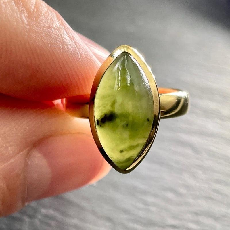 Nephrite Jade Ring ||14K Vermeil Yellow Gold || Canada-Nature's Treasures