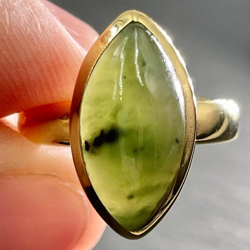 Nephrite Jade Ring ||14K Vermeil Yellow Gold || Canada-Nature's Treasures