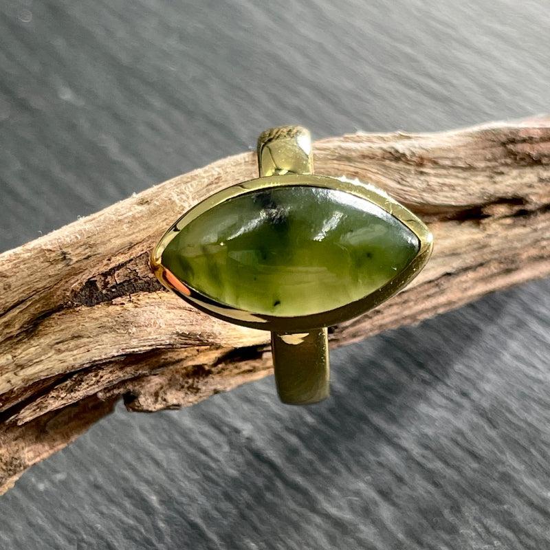 Nephrite Jade Ring ||14K Vermeil Yellow Gold || Canada-Nature's Treasures