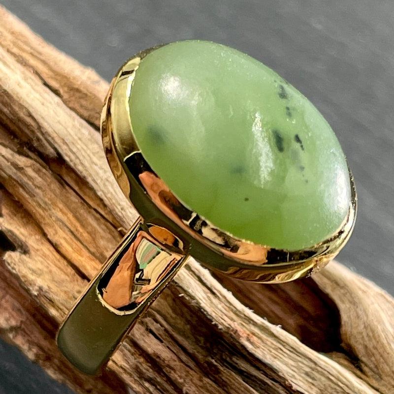 Nephrite Jade Ring ||14K Vermeil Yellow Gold || Canada-Nature's Treasures