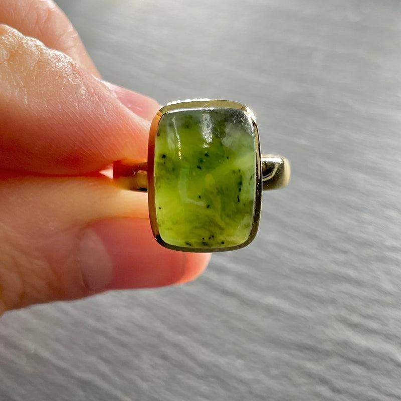 Nephrite Jade Ring ||14K Vermeil Yellow Gold || Canada-Nature's Treasures