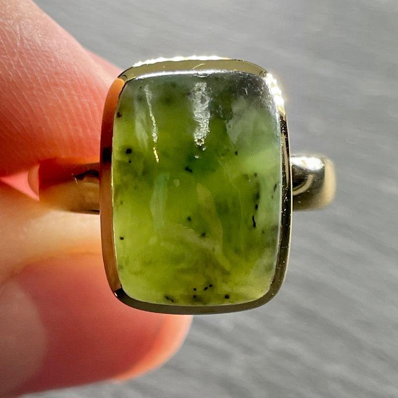 Nephrite Jade Ring ||14K Vermeil Yellow Gold || Canada-Nature's Treasures
