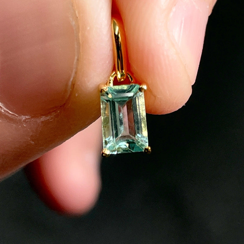 Ocean Blue Apatite Faceted Dainty Pendant |14k Vermeil Gold | Brazil-Nature's Treasures