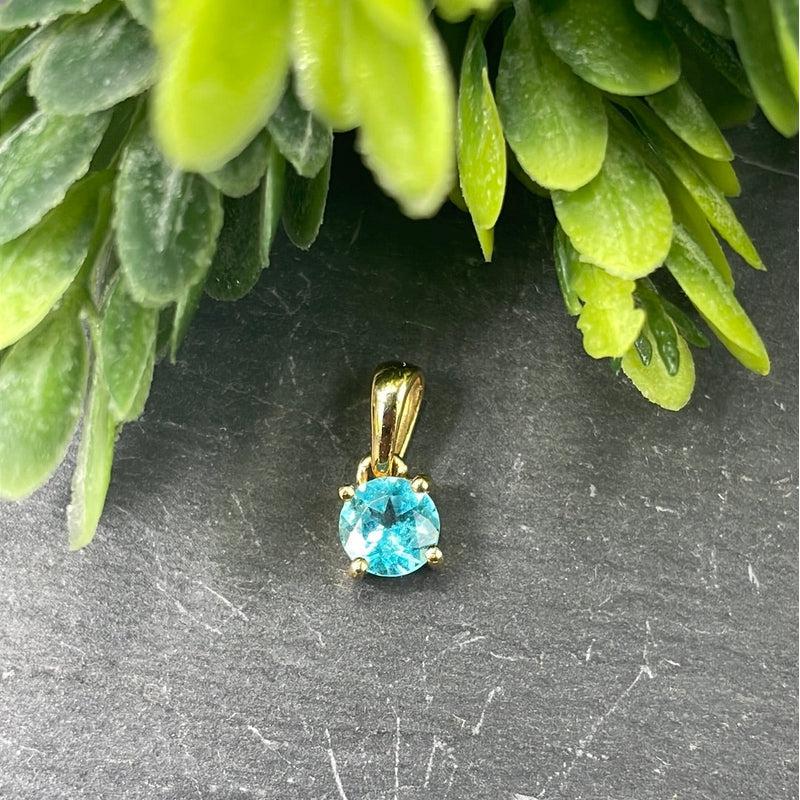 Ocean Blue Apatite Faceted Dainty Pendant |14k Vermeil Gold | Brazil-Nature's Treasures