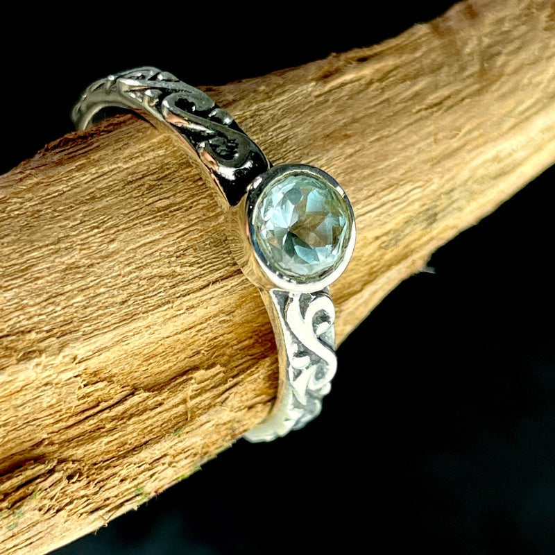 Ocean Waves Blue Topaz Faceted Ring || .925 Sterling Silver || Brazil-Nature's Treasures