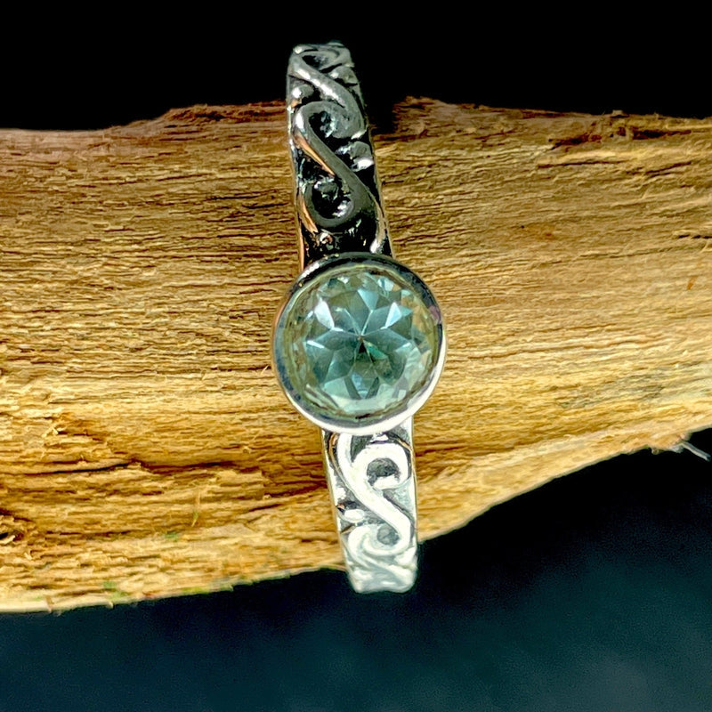 Ocean Waves Blue Topaz Faceted Ring || .925 Sterling Silver || Brazil-Nature's Treasures