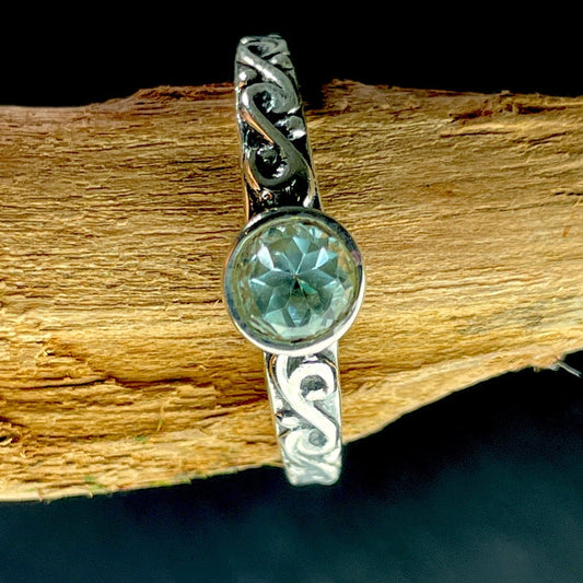 Ocean Waves Blue Topaz Faceted Ring || .925 Sterling Silver || Brazil-Nature's Treasures