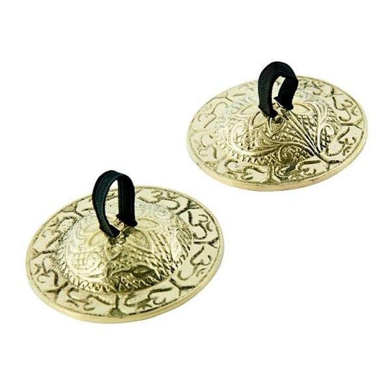 Om Symbol Finger Cymbal Brass-Nature's Treasures