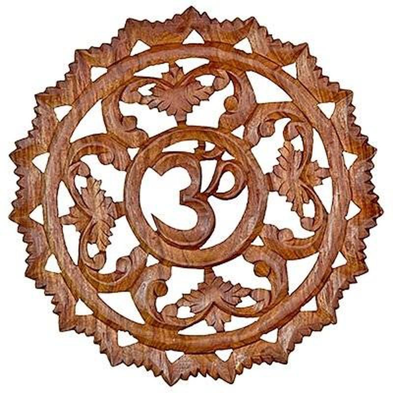 Om Symbol Wooden Hanging Wall Art - 12' x 12'-Nature's Treasures