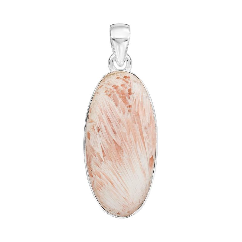 Orange Scolecite Pendant | .925 Sterling Silver-Nature's Treasures