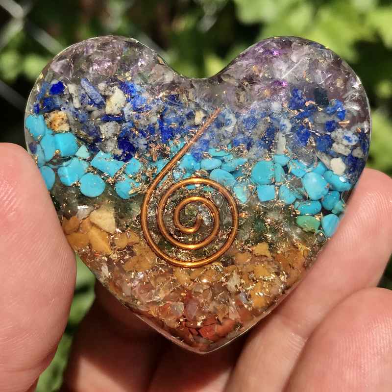Orgonite 7 Chakra Eye Heart 50mm Copper Spiral-Nature's Treasures