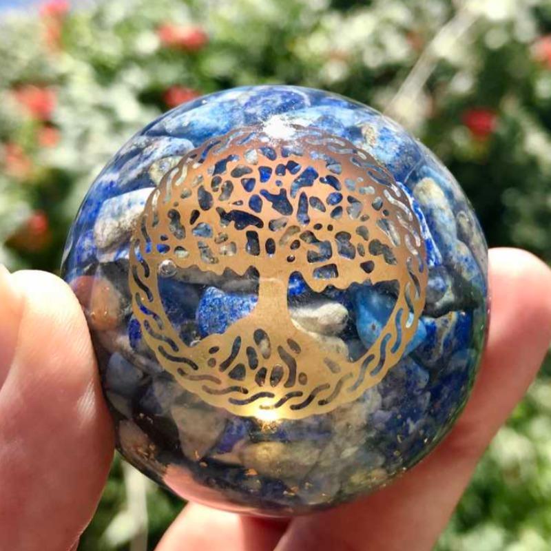 Orgonite Lapis Lazuli Sphere -Tree of Life- 50mm-Nature's Treasures