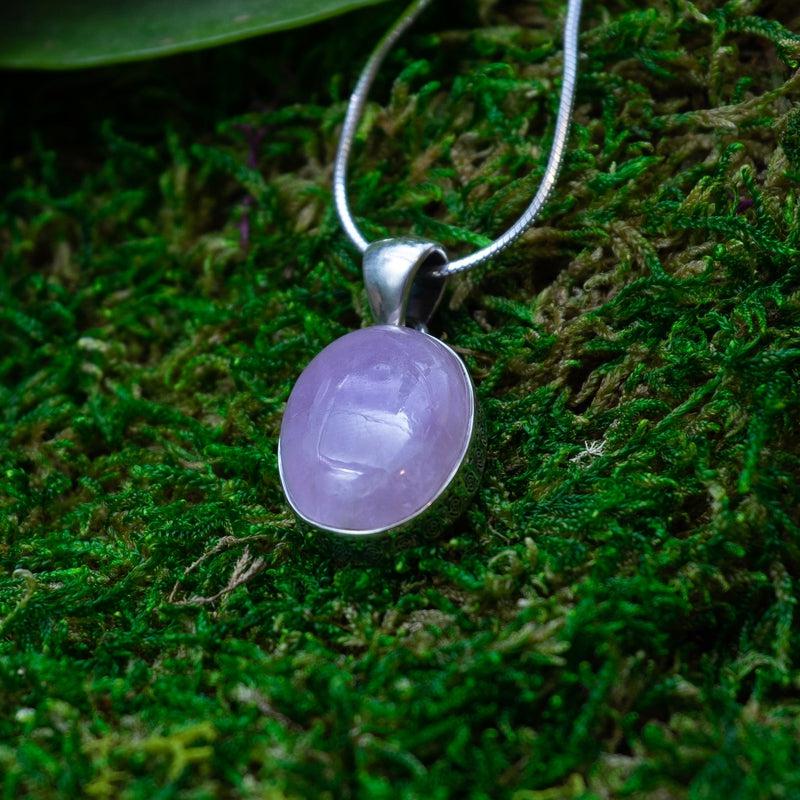 Oval Shaped Kunzite Pendants || .925 Sterling Silver-Nature's Treasures