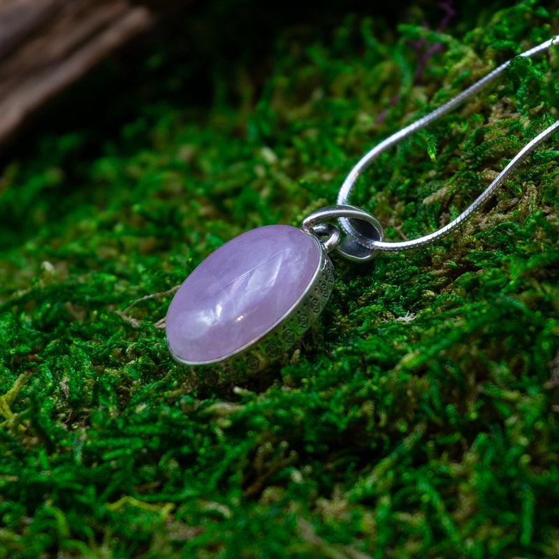 Oval Shaped Kunzite Pendants || .925 Sterling Silver-Nature's Treasures
