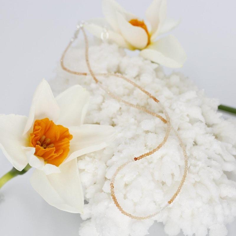 Peach Moonstone Waterfall Dainty Faceted Necklace || .925 Sterling Silver-Nature's Treasures