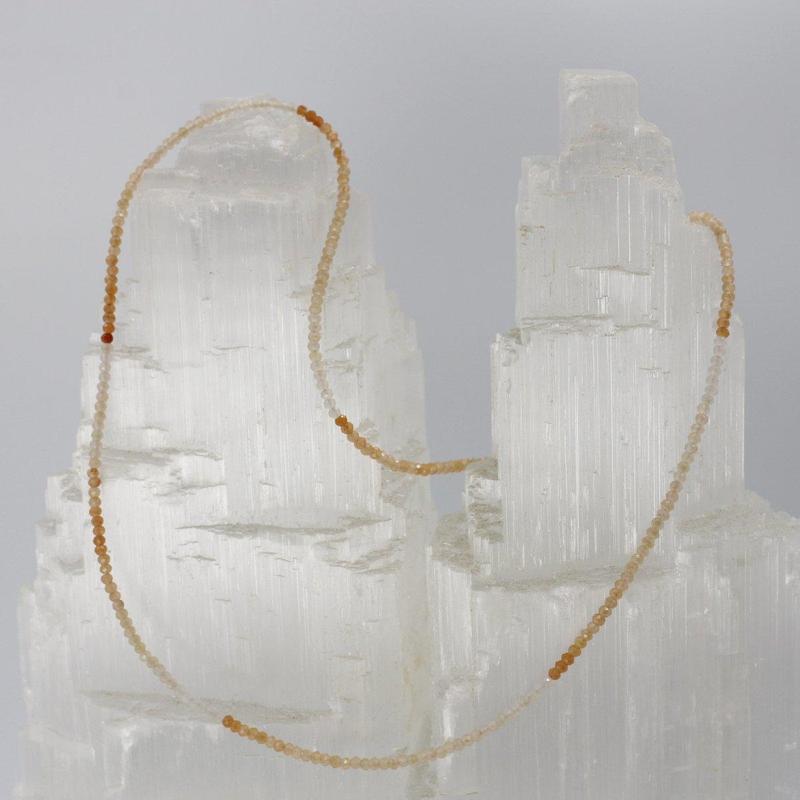 Peach Moonstone Waterfall Dainty Faceted Necklace || .925 Sterling Silver-Nature's Treasures