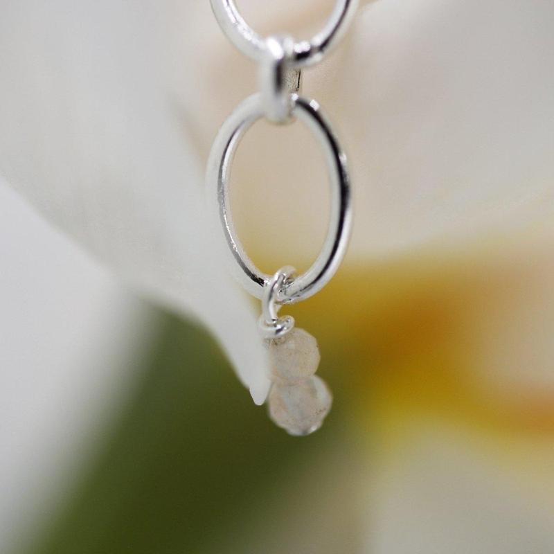 Peach Moonstone Waterfall Dainty Faceted Necklace || .925 Sterling Silver-Nature's Treasures