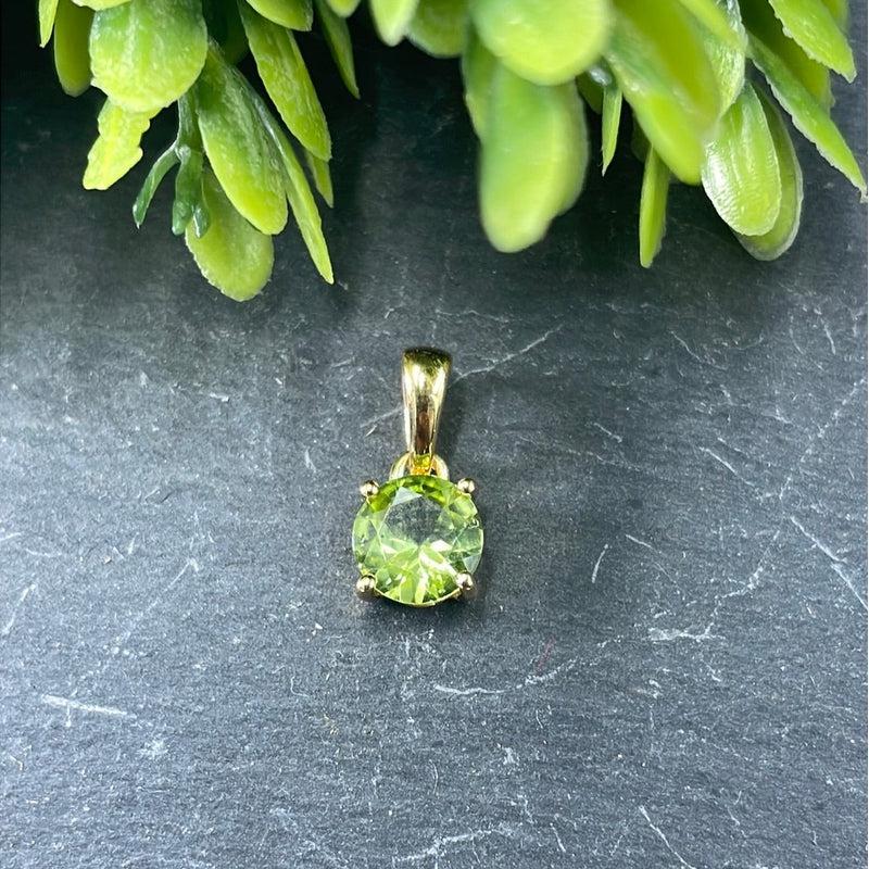 Peridot Faceted Crystal Dainty Pendants | 14k Vermeil Gold | Pakistan-Nature's Treasures