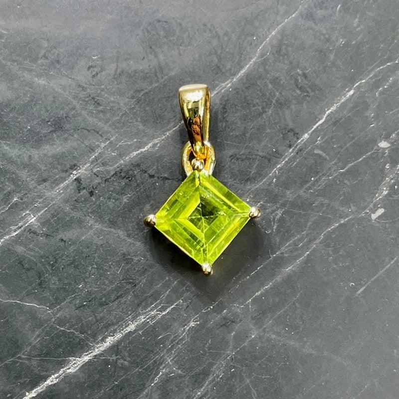 Peridot Faceted Crystal Dainty Pendants | 14k Vermeil Gold | Pakistan-Nature's Treasures
