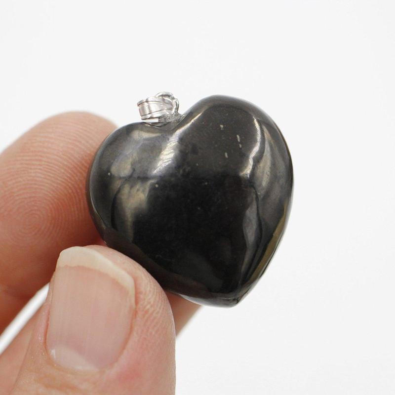 Petrovsky Shungite Heart Pendants, EMF Blocker Russia || .925 Sterling Silver-Nature's Treasures