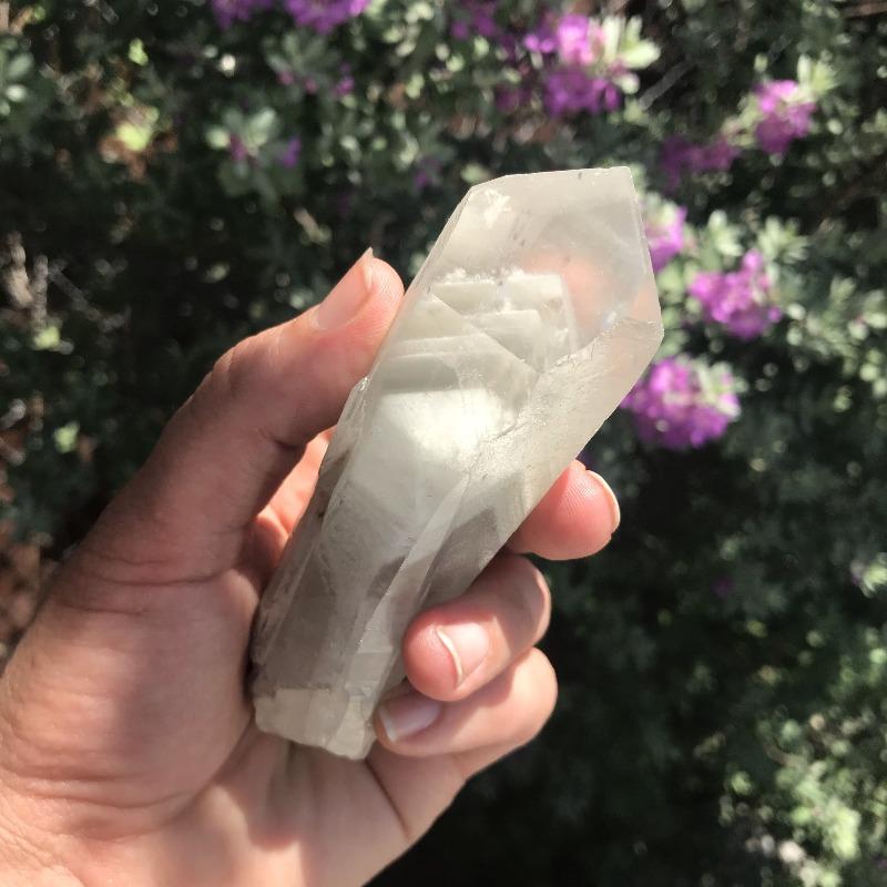 Phantom Quartz Crystal Point with Clay Inclusions-Nature's Treasures