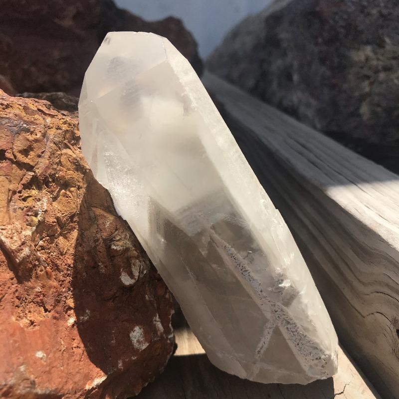 Phantom Quartz Crystal Point with Clay Inclusions-Nature's Treasures