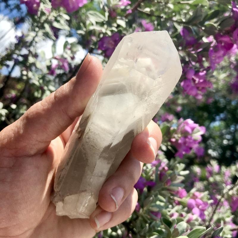 Phantom Quartz Crystal Point with Clay Inclusions-Nature's Treasures