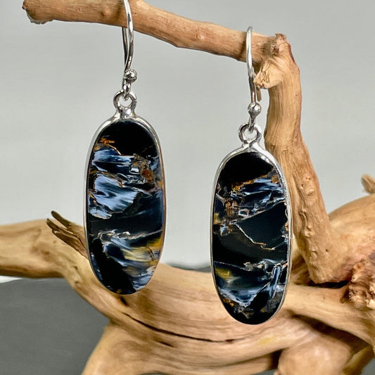 Pietersite French Hook Earrings || Namibia || .925 Sterling Silver-Nature's Treasures