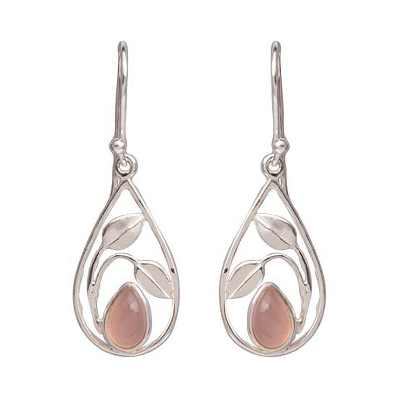 Pink Chalcedony French Hook Earrings || .925 Sterling Silver-Nature's Treasures