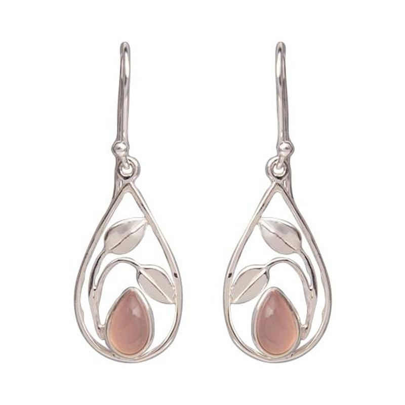 Pink Chalcedony Sugar Earrings || .925 Sterling Silver-Nature's Treasures