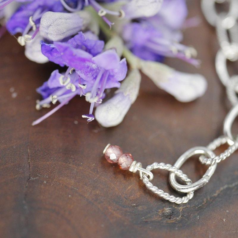 Pink Garnet Dainty Faceted Necklace || .925 Sterling Silver-Nature's Treasures