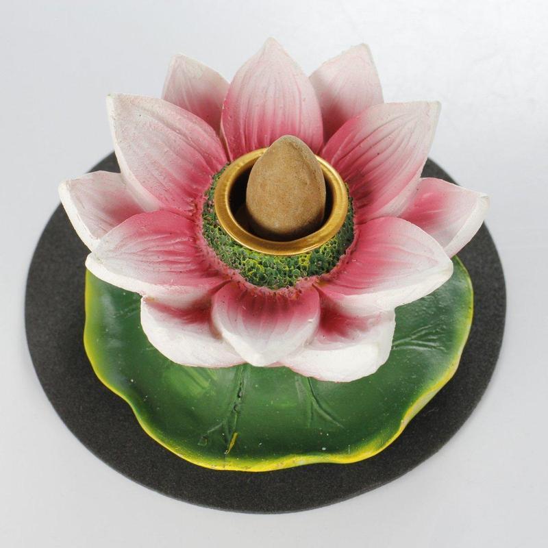 Pink Spring Lotus Back Flow Cone Incense Burner-Nature's Treasures