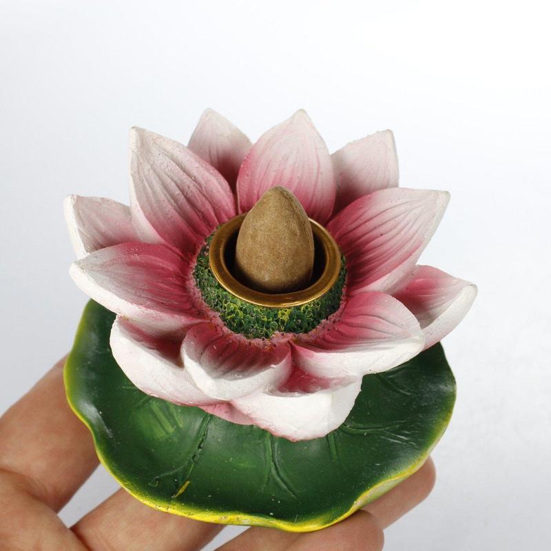 Pink Spring Lotus Back Flow Cone Incense Burner-Nature's Treasures