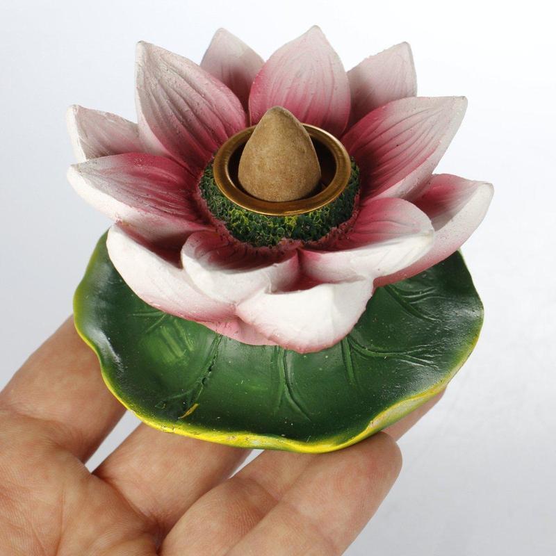 Pink Spring Lotus Back Flow Cone Incense Burner-Nature's Treasures